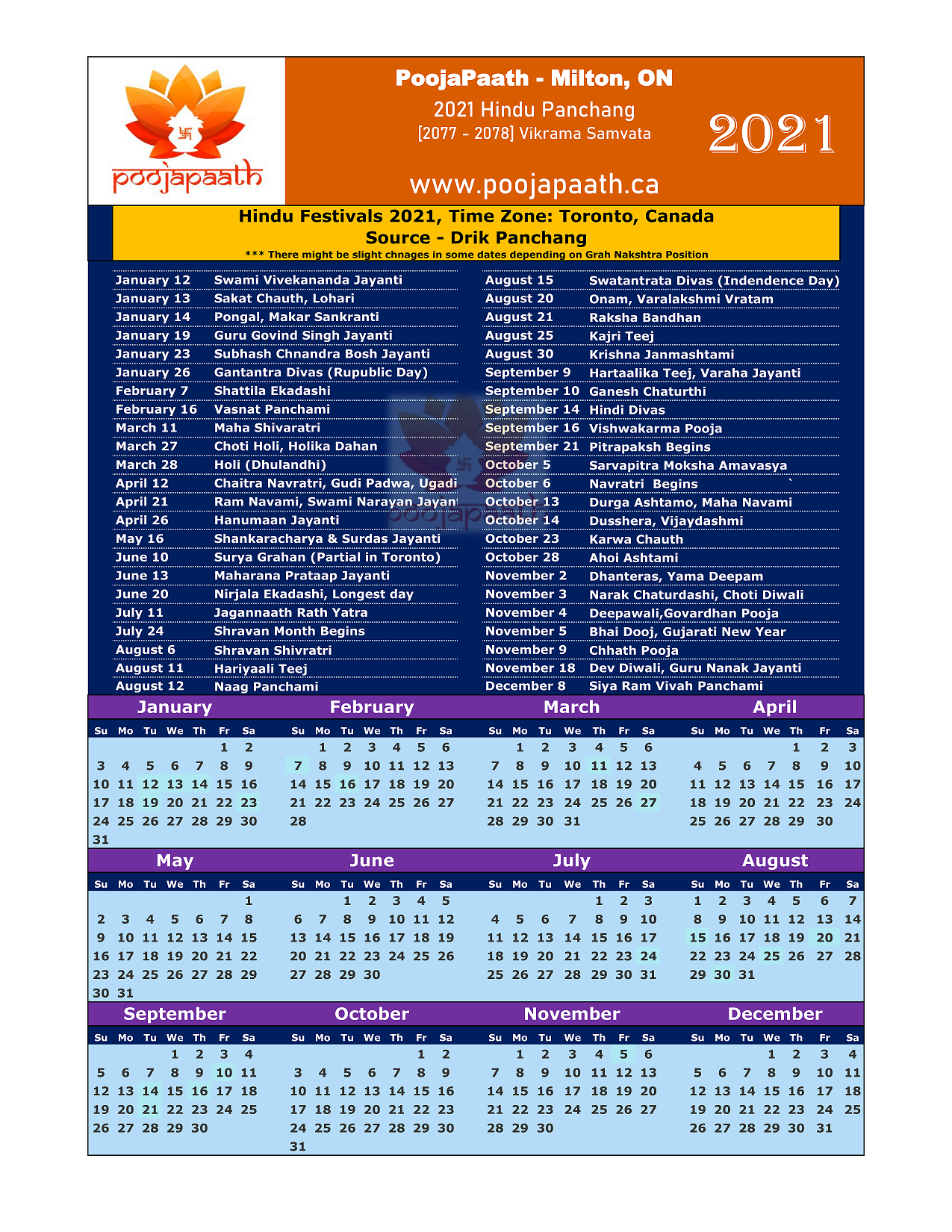 2021 panchang hot sale calendar