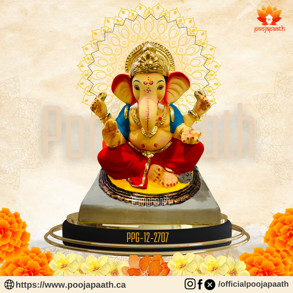 GA12-2705 - Eco-Friendly Ganpati Murti – Sadhu Mitti Idol for Ganesh Chaturthi - Divine 12-Inch