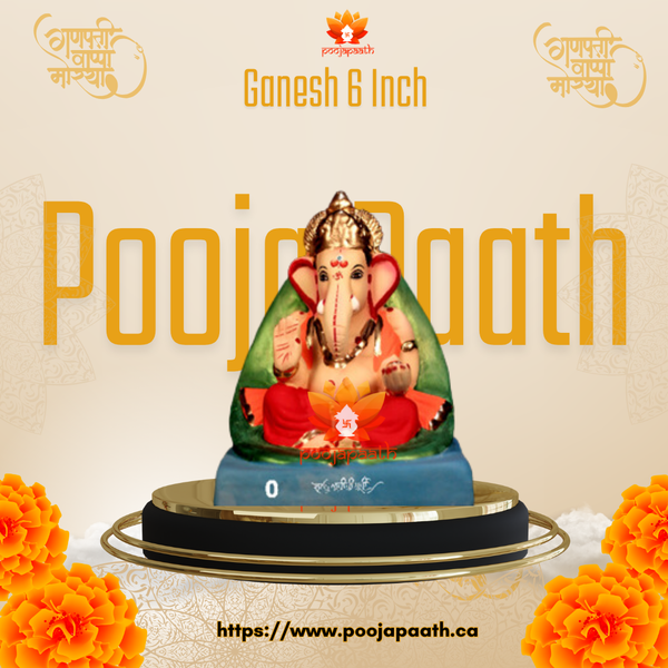 Ganpati Murti with leaf Eco Friendly Idol- 6 Inch #GaneshChaturthi