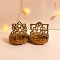 Ganesh Laxmi Tea Light Holder (Gold, Pack of 2)