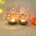 Ganesh Laxmi Tea Light Holder (Gold, Pack of 2)