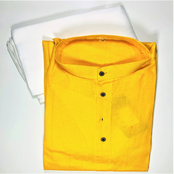 Cotton Simple Yellow Kurta Set